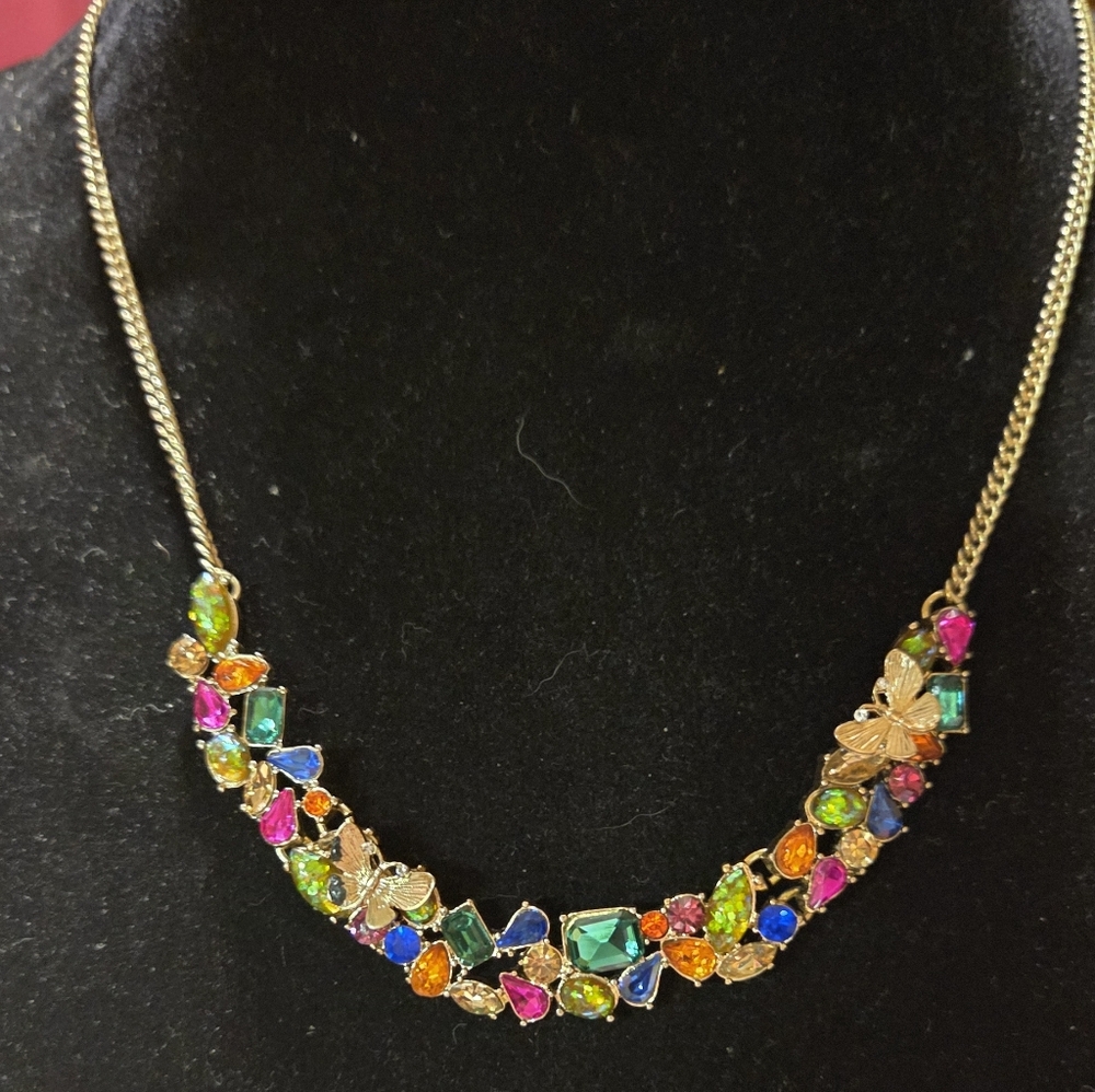 🚨2 For $38🚨Betsey Johnson Retired Mulit-Colorful Gemstone Butterfly Necklace